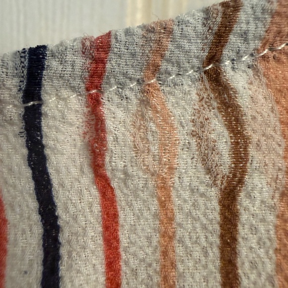 Monteau Striped Tie Front Blouse Womens Large Keyhole Back Short Sleeve Top - Picture 12 of 12